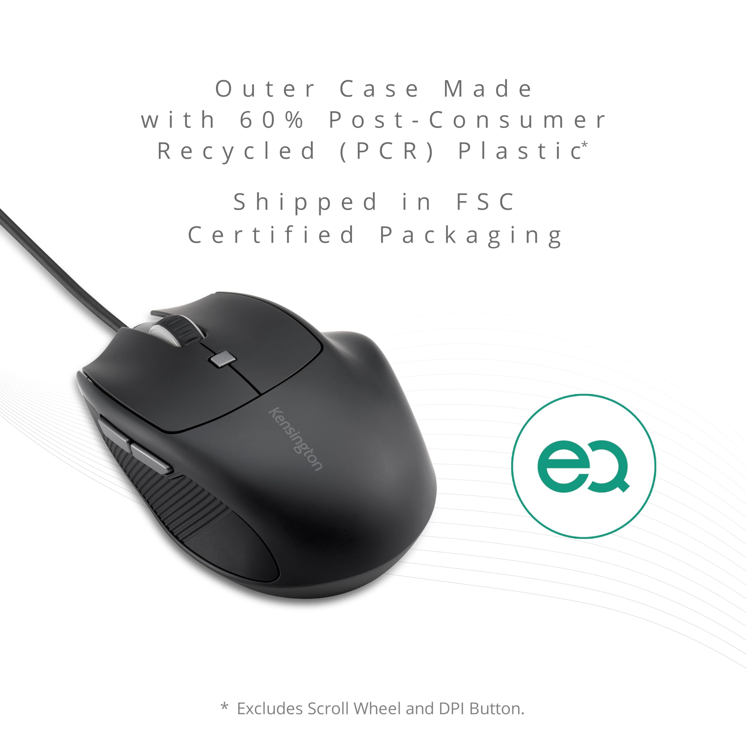 Kensington USB-C Wired Maus, Pro Fit Ergo MY435 EQ Wired Maus, programmierbare Tasten, Leise Tasten, USB-C-Verbindung - Schwarz (K72512NA)
