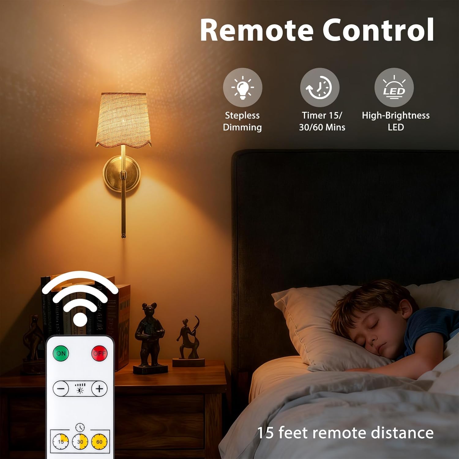 Battery Operated Boho Vintage Wall Sconce Set of 2, Stepless Dimming Rattan Magnetic Wall Lamp, 5200mAh Rechargeable Battery and Integrated LED, for Living Room Bedroom Hallway Corridor