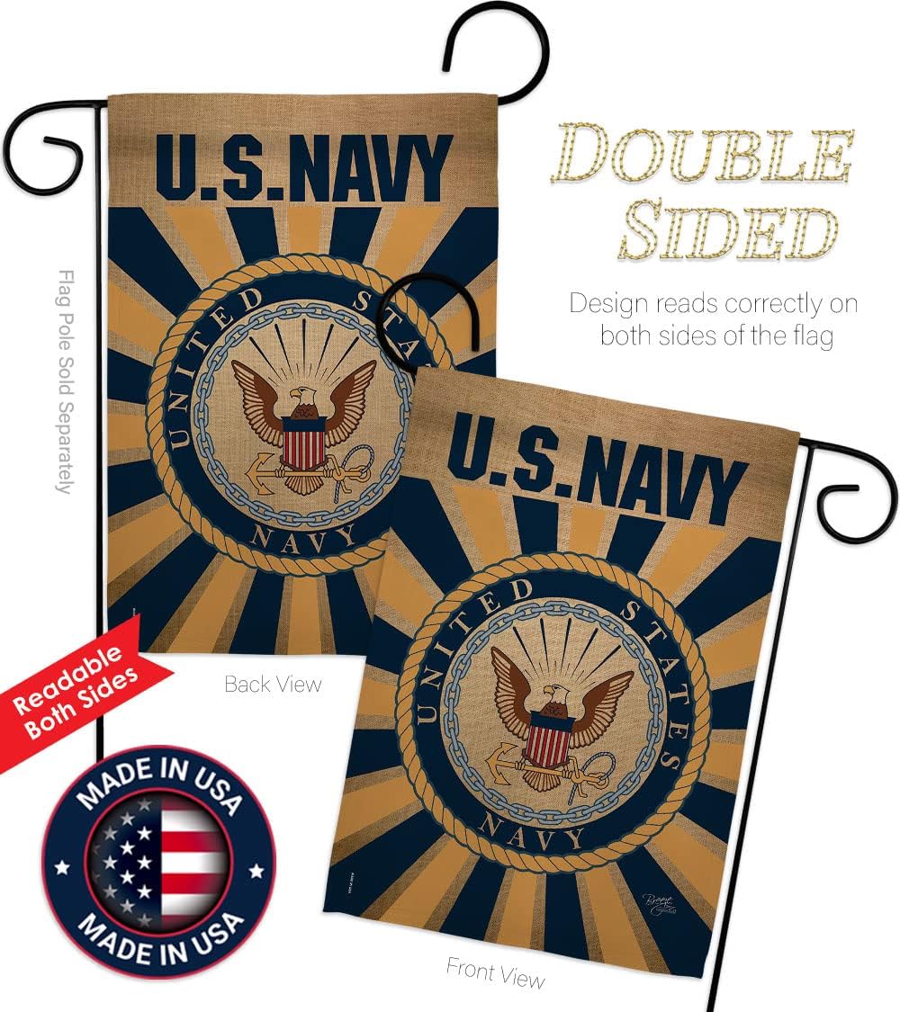 US Navy Garden Flag Home Decor Armed Forces Official United State American Decorations Yard Military Memorabilia Banner Remembrance Wall Tapestry Retire Outdoor Veteran Memorial Day Gifts Made In USA