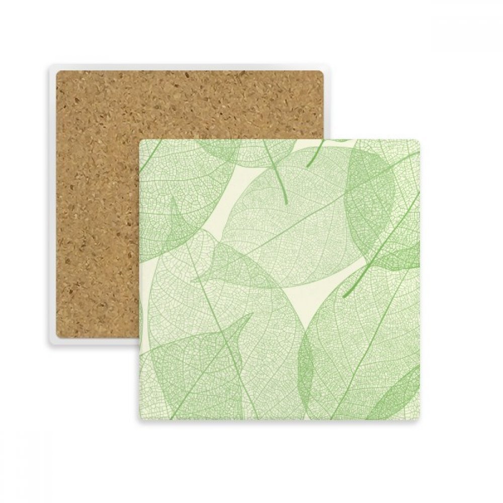 Coaster absorbant contre les taches d'eau dessous de verre carré feuilles vertes