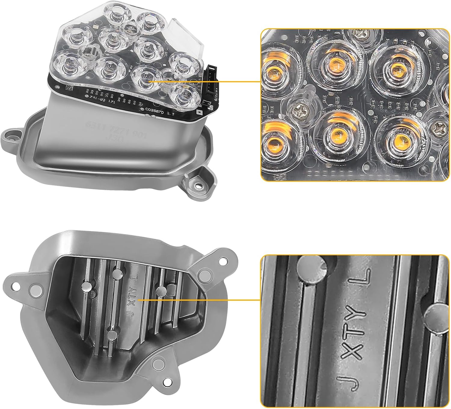 xenon ballast bulb led module diode kit left side turn signal module fits for bmw 5 series m5 528i 535i 550i xdrive 2011-2013, replaces part 63117237647 63117316217 63117271901 63127262731