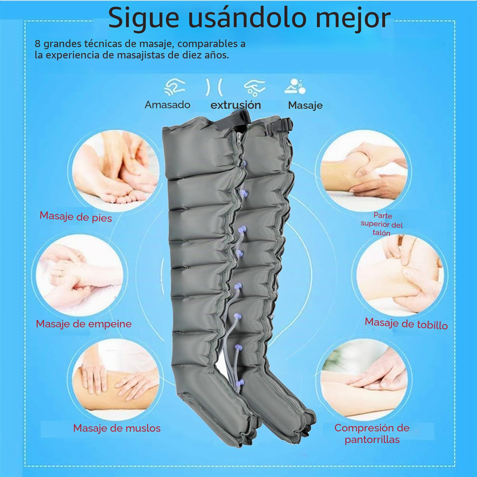 Masajeador Piernas Presoterapia | Botas De Presoterapia Piernas Y Abdomen | 8 Cámaras Maquina De Presoterapia para Casa Abdomen Y Piernas Brazo Profesional, Aparato Presoterapia Cuerpo Completo
