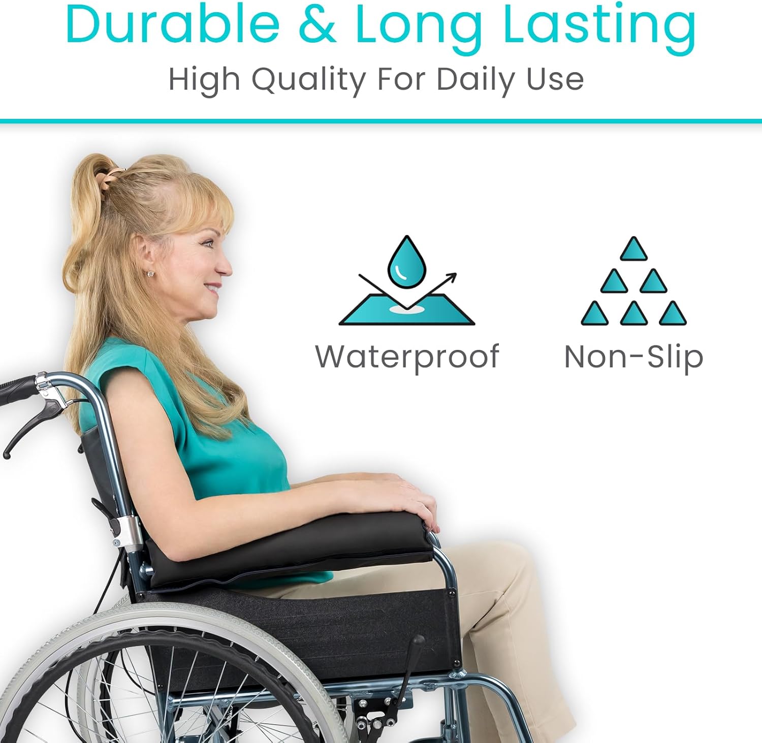 Vive Wheelchair Armrest Pads (2 PCS) - 2-in-1 Reversible Colors - Soft Cushion Arm Rest Accessories for Office Desk Transport Electric Wheel Chairs - Pressure Relief, Non-Slip - Easy-Clean Design