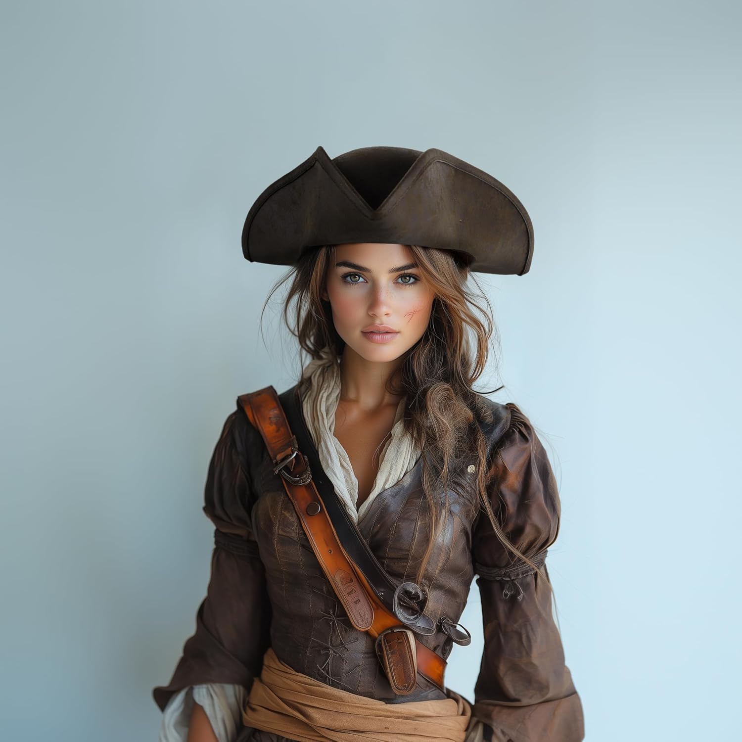 VZQI Adult Pirate Hat for Women Colonial Tricon Hat Halloween Costume Accessory - Image 2