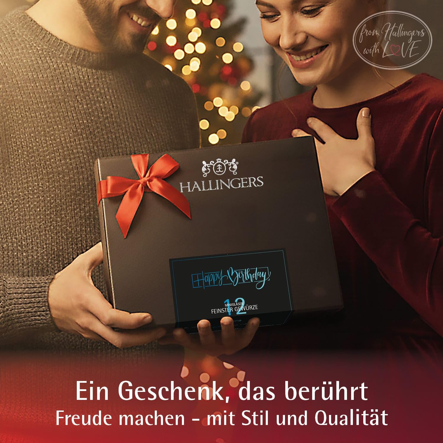 Hallingers Genuss Manufaktur Gewürz Geburtstagsgeschenk-Set - 12 Gewürze aus aller Welt in wertiger Geschenkbox mit Rezept-Booklet "Happy Birthday", Geschenke für Frauen Männer