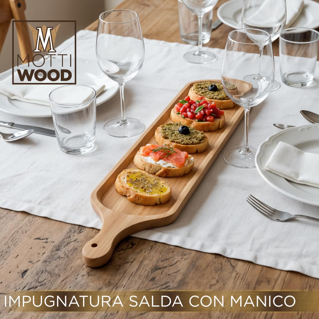 Set Taglieri Servi Crostino e Aperitivo, 100% Legno Faggio, Vassoio Aperitivi, Tagliere in Legno per Aperitivo e Antipasto, 3 Misure, Made in Italy (5, 40 cm)