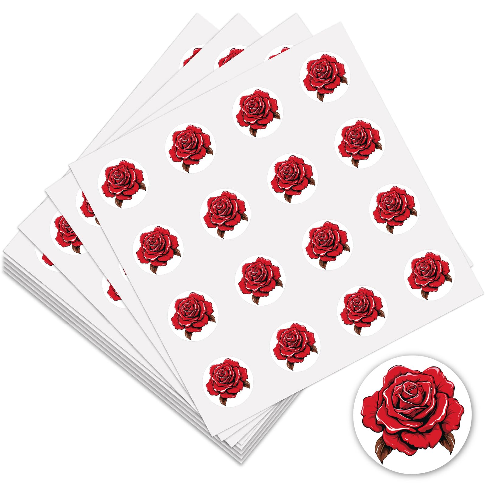 PRESSINART 128Pcs Rose Planner Stickers Mini Flower Stickers Decals 0.98 Inch Floral Circle Plastic Waterproof Self Adhesive for Scrapbooking Schedule Marking Organizations DIY Craft Home Decoration