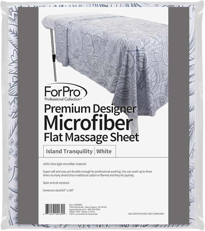 ForPro Professional Collection Lençol Plano de Microfibra para Maca de Massagem Island White
