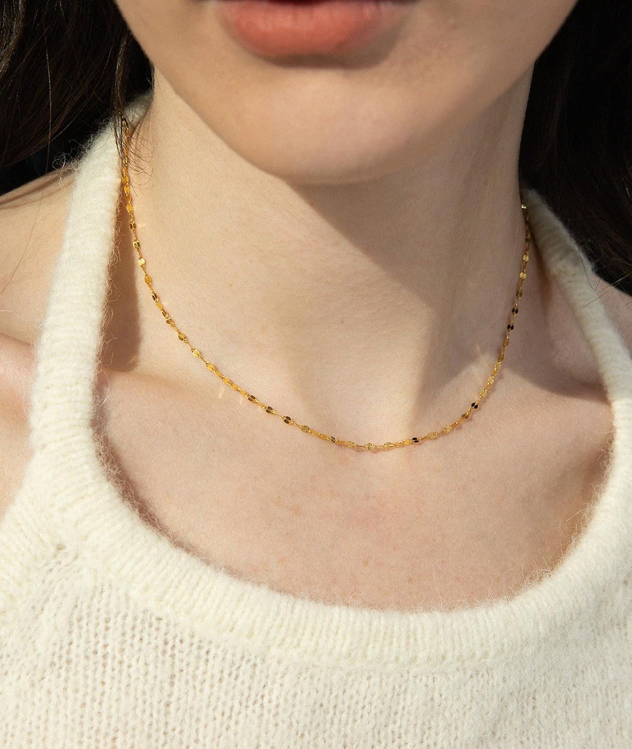 925 Sterling Silver 2mm Chain Necklace for Women Thin Mirror Chain Dainty Cute Choker Necklaces for Women 16 18 20 Inch - Image 2