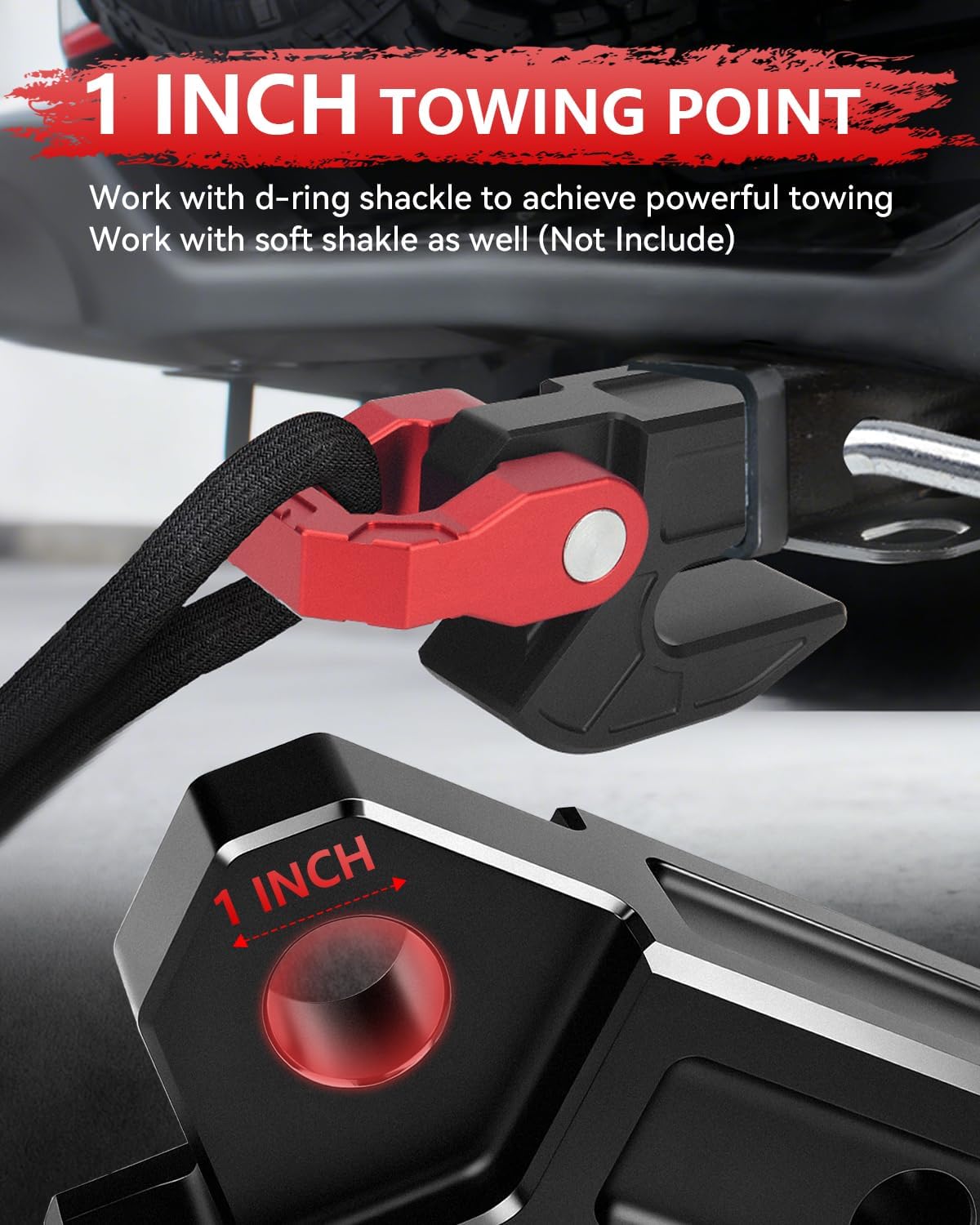 Hitch Slider with 3/4’’ D Ring Shackle Kit | 45,000lbs MBS, for 2’’ Hitch Receiver, Anodized Aluminum, Rear Bumper Protection for Trucks Off-road Vehicles Towing Recovery