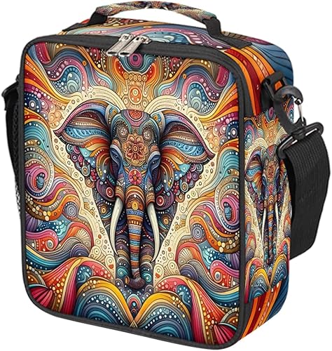 Miniatura 32 de Lonchera con diseño de unicornio y galaxia arcoíris para niños y niñas, bolsa de almuerzo aislada con correa ajustable para el hombro, reutilizable,