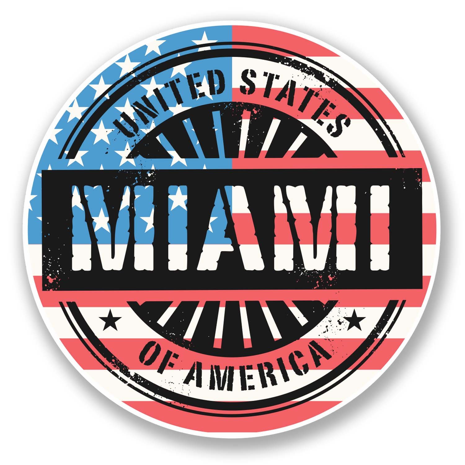 Destinationvinyl Multi 2 X 10Cm Miami Florida Usa Vinyl Sticker Travel Luggage Flag Map Laptop #6068 (10Cm X 10Cm)
