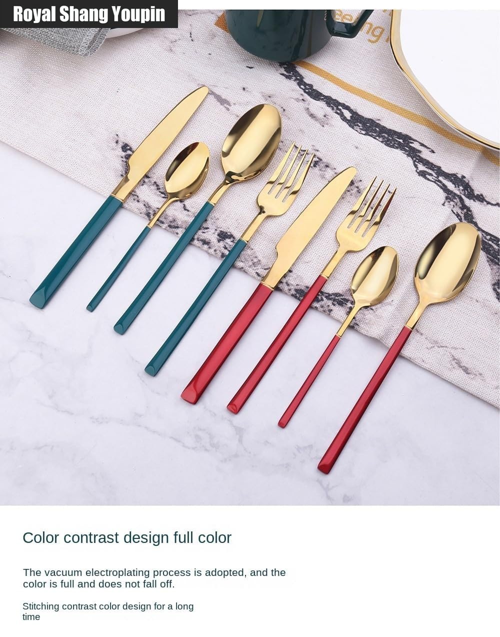 Processo Di Placcatura Cucina Acciaio Inossidabile Argenteria Stoviglie Posate Coltelli Forchette Cucchiai Set Coltello Da Bistecca Per La Casa Cucchiaio Da Dessert (Rosa,16 pezzi)