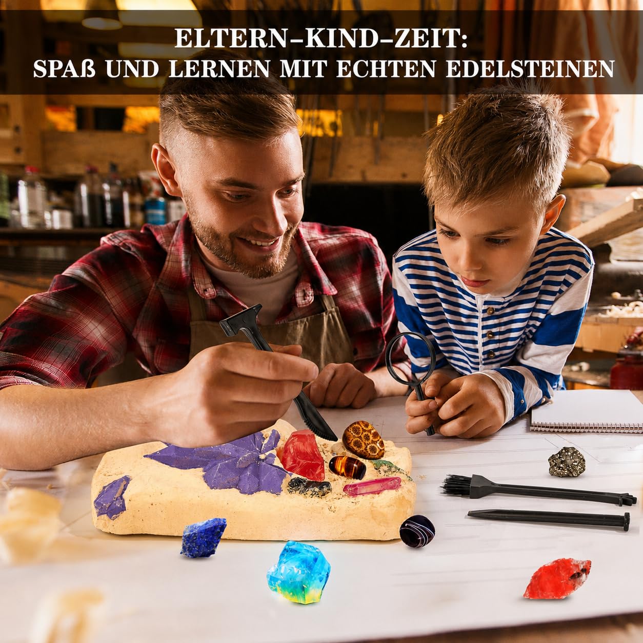 Mein erstes Mega ausgrabungsset für Kinder, 15 echte Kristalle und Edelsteine ausgraben, STEM Wissenschaft Spielzeug Geschenk für Jungen und Mädchen