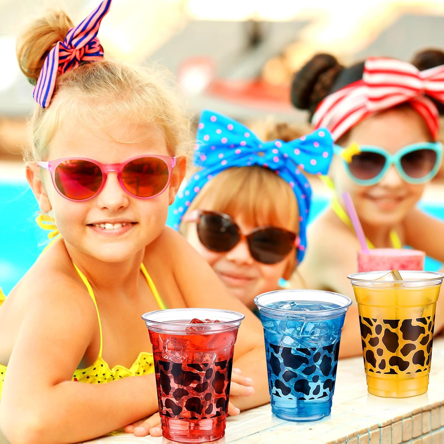 SiliFine 100 Pcs 12 oz Cow Party Plastic Cups Disposable Cups Cow Print Cups Clear Drink Disposable Cups for Cow Themed Party Supplies Decoration Birthday Baby Shower Camping Barbecue Indoor Outdoor