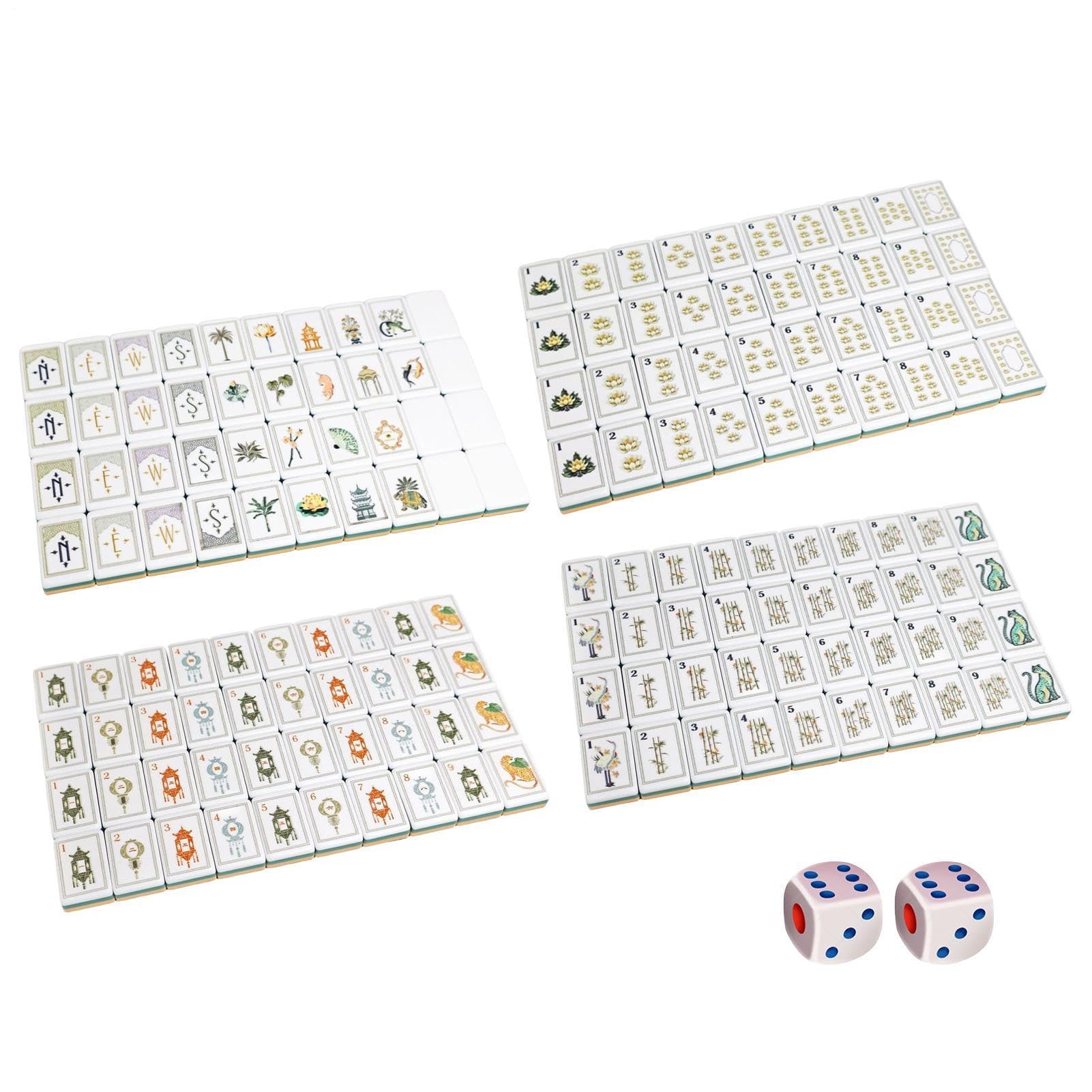 de Tuiles Mahjong 160 Pièces Acrylique Américain avec Dés