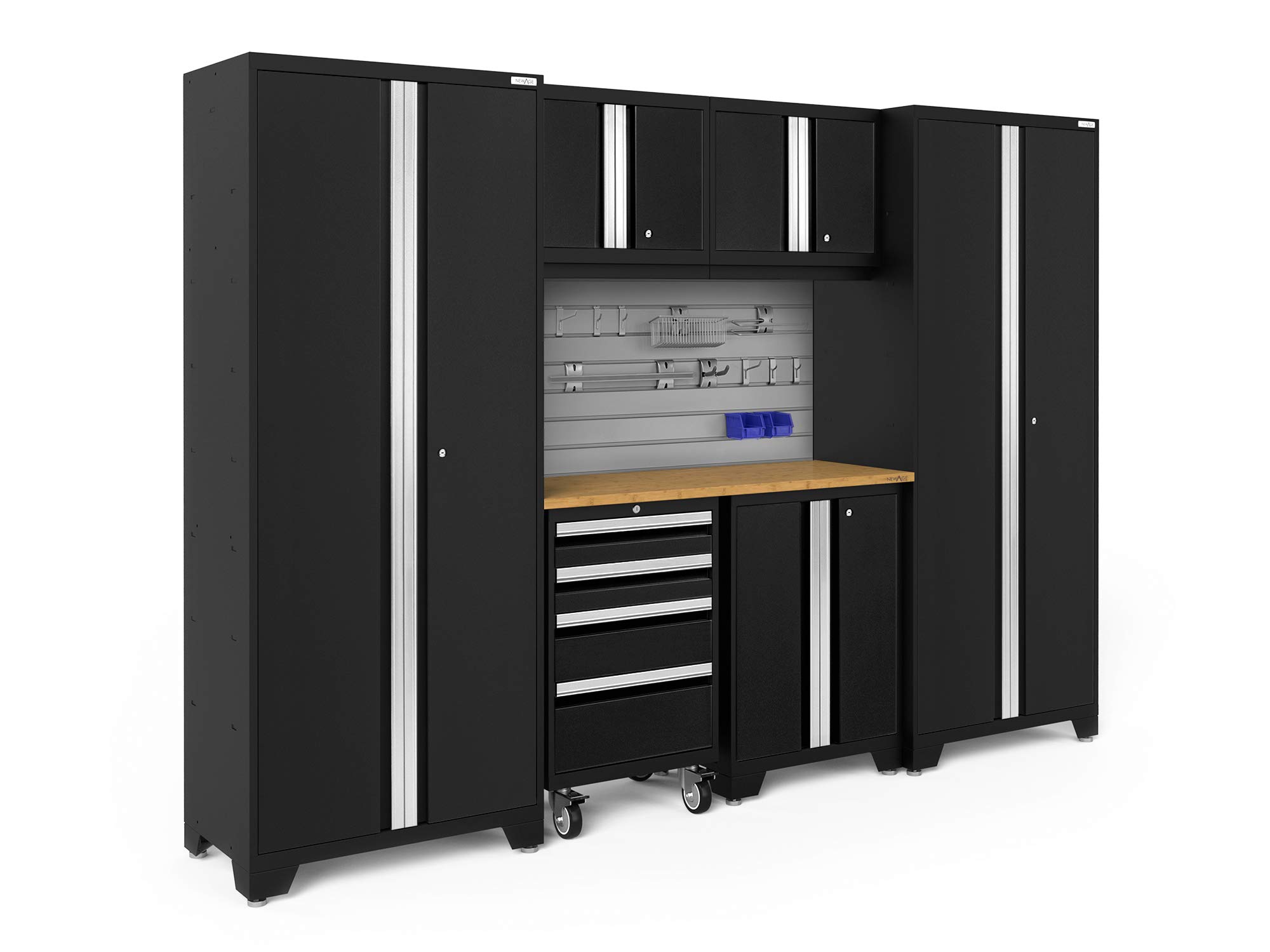 NewAge Products Bold Series Black 7 Piece Set, Garage Cabinets, 63077