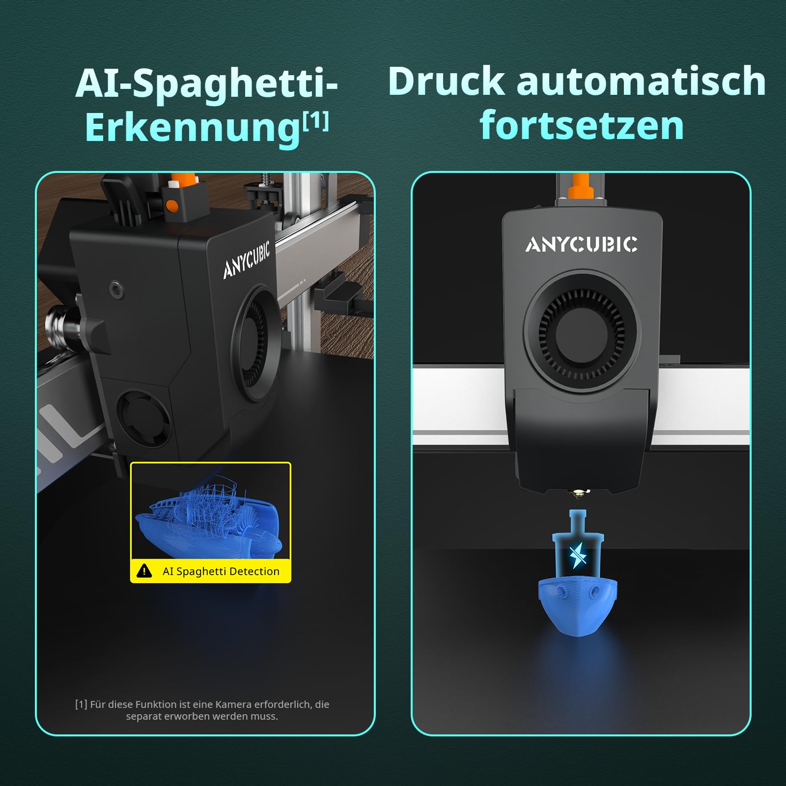 Anycubic Kobra 3 Max Combo 3D-Drucker Mehrfarbig, Trocknung Filament während des Drucks, 600 mm/s Schnelles Drucken, Vollautomatische Kalibrierung, Intelligentes Drucken