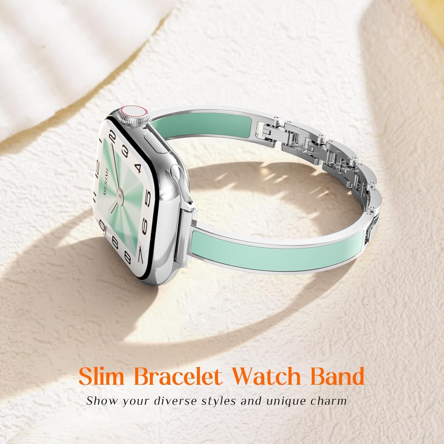 Mesime Slim Dressy Watch Band Compatible with Apple Watch Bands for Women 49mm 46mm 45mm 44mm 42mm 41mm 40mm 38mm, Jewelry Bracelet Metal Designer Fancy Strap for iWatch Ultra 3/2/1 Series 11/10/9/8/7/6/5/4/SE/3/2/1