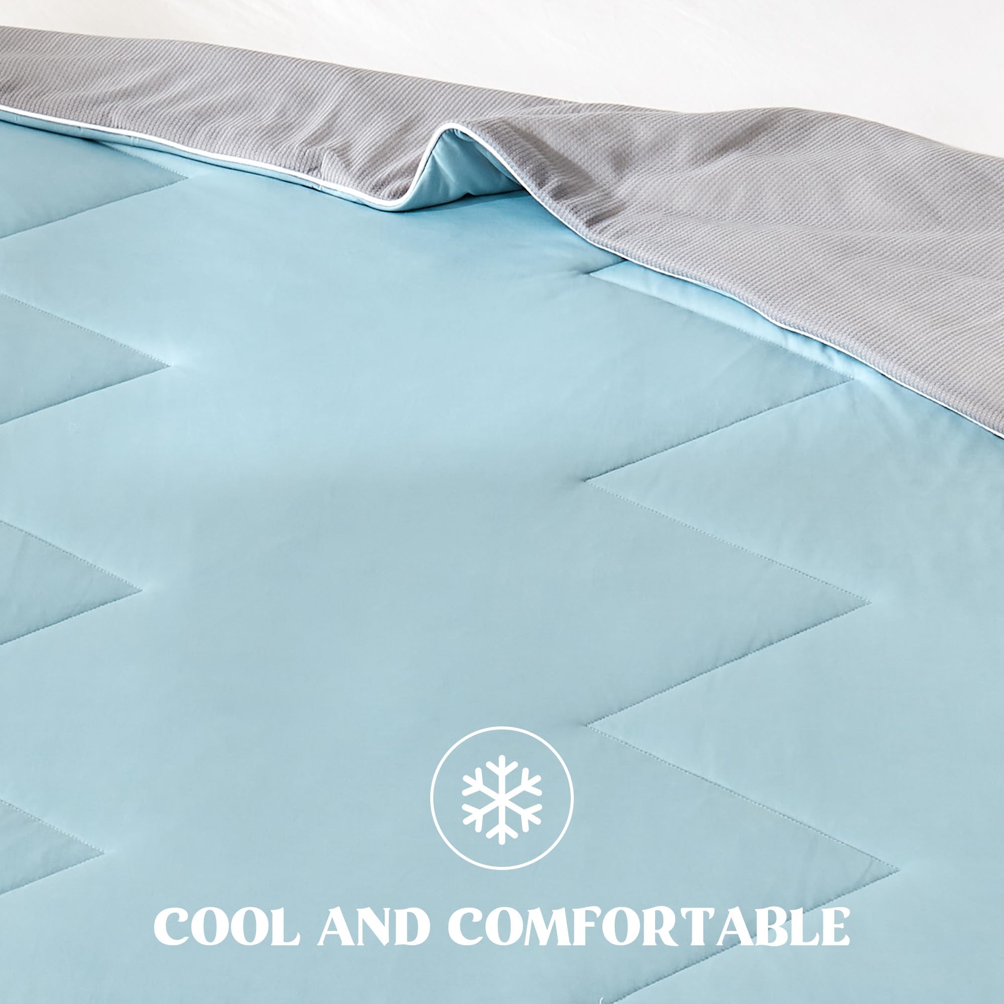 Deodar Kühldecke 140 x 190 cm Sommerdecke Leichte Kühldecke Dünn SelbstkühlendKühl und Hautfreundlich Decke zum Schlafen Öko Tex Standard Blau+Grau