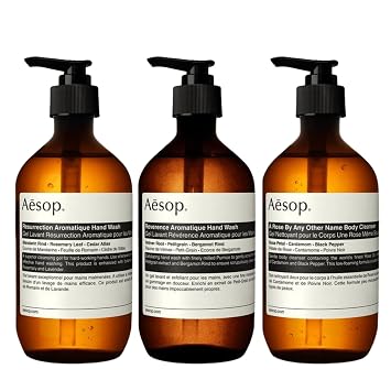 Aesop Hand + Body Wash Set | Resurrection Hand Wash + Reverence Hand Wash 16.9 oz each + A Rose By Any Other Name Body Cleanser 16.9 oz | Set of 3