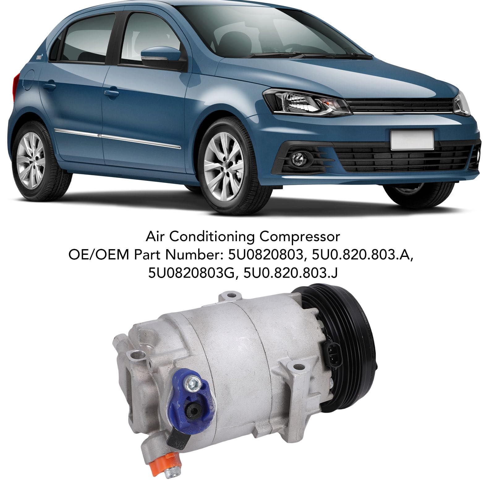 Luocute Wymiana Sprężarki AC Automotive AC, Cicha Operacja Aluminiowa Sprężarka o Najwyższej Jakości Wycięciu, Numer Części OE: 5U0820803G, 5U0.820.803.J, do Wydajnego Dostarczania