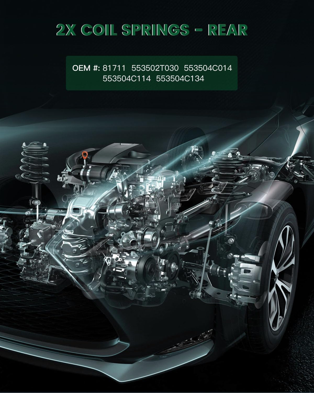 SCITOO 553502T030 Coil Springs, 2Pcs Rear Suspension Coil Springs Set Compatible with 2011-2014 for Hyundai for Sonata, 2011-2015 for Kia for Optima