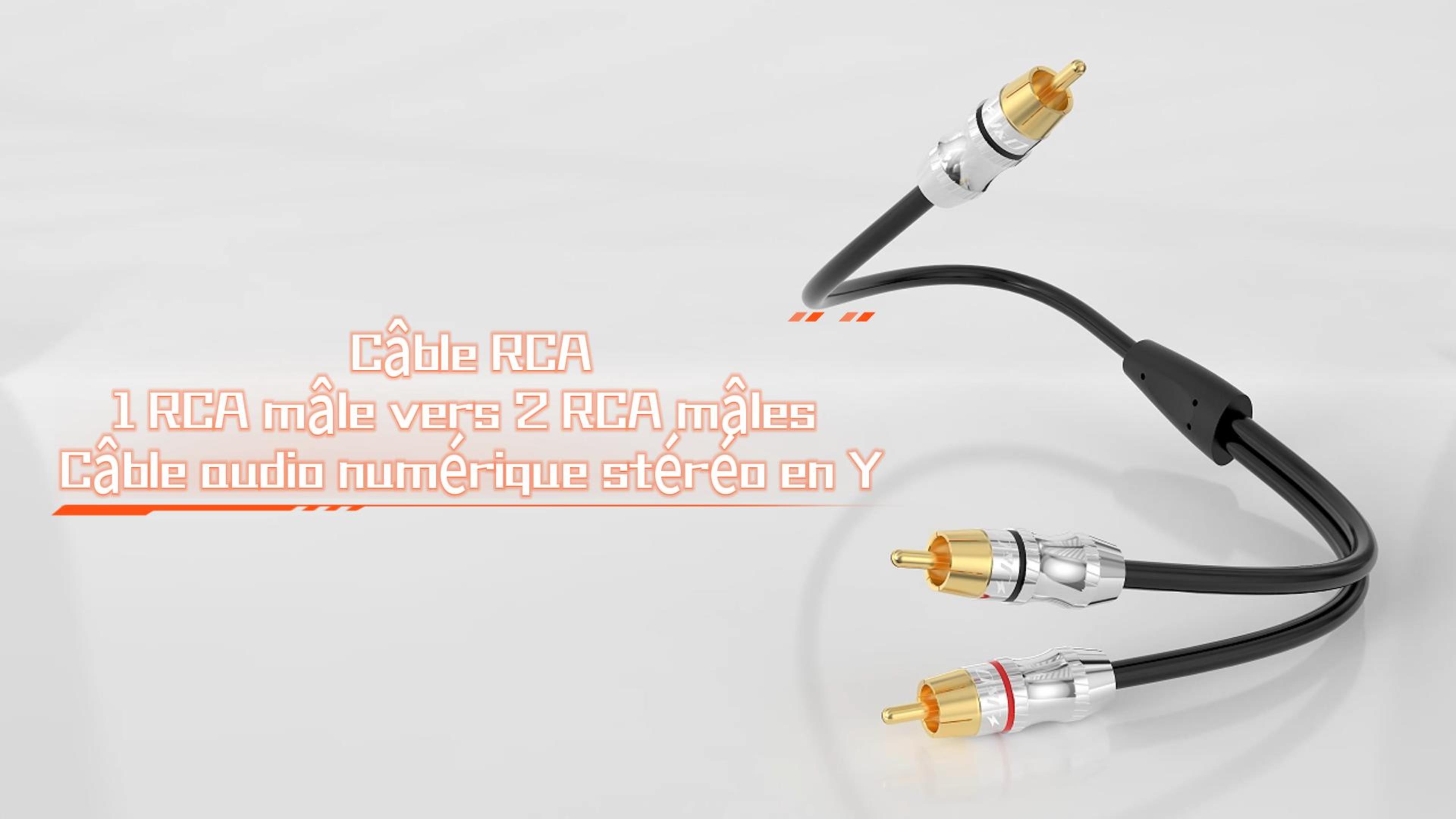 J&D Câble RCA, 1 Mâle RCA Vers 2 Mâle RCA Câble Diviseur Y Audio