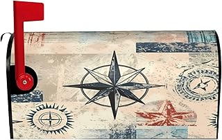 Ocean Sailboat Mailbox Covers Magnetic OversizeVintage Compass Decorative Post Letter Box Wraps Waterproof Mailbox for Garden Yard Home Holiday Decor