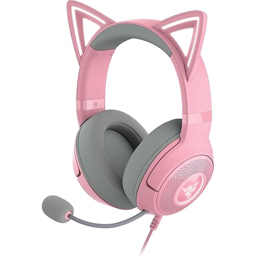 Razer Kraken Kitty V2 - Casque Filaire RGB avec Oreilles de Chat (Eclairage Réactif Stream, Micro Cardioïde HyperClear, Transducteurs Triforce 40mm, Son Surround 7.1) Rose Quartz - Quartz - Kraken Kitty V2