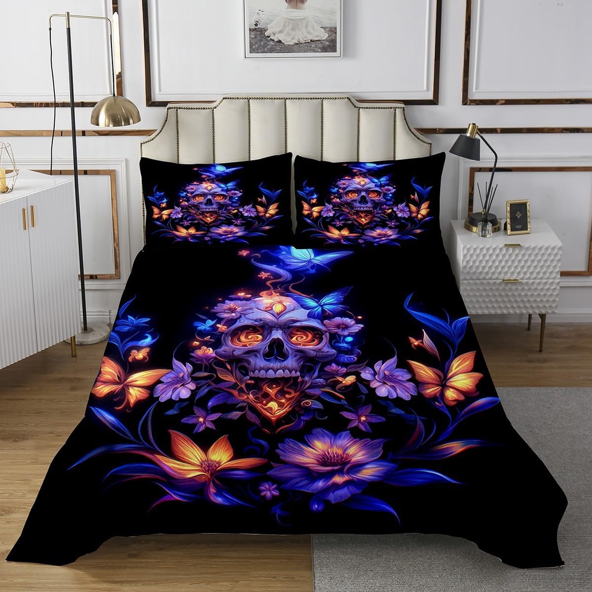 Erosebridal Butterfly Aesthetic Queen Quilt Set,Gold and Teal Marbling Coverlet Set for Kids Adults Gradient Marble Tie Dye Bedspreads Modern Abstract Art Bedding Sets