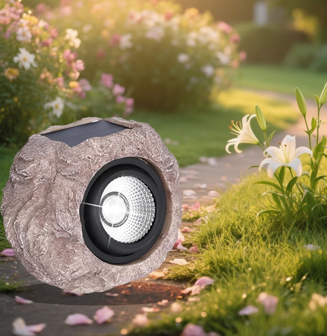Outdoor Solar Rock Lights – LED Landscape Lighting for Yard, Pathway, Garden Decor, Waterproof, Auto Sensor (2 Pack)