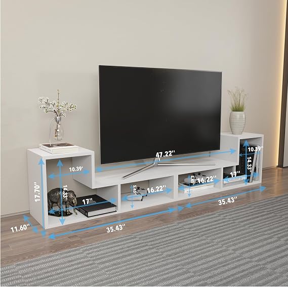 Decorotika Cubicco 2 Pieces Modular TV Stand with Open Shelves (White)