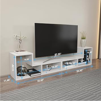 Decorotika Cubicco 2 Pieces Modular TV Stand with Open Shelves (White)