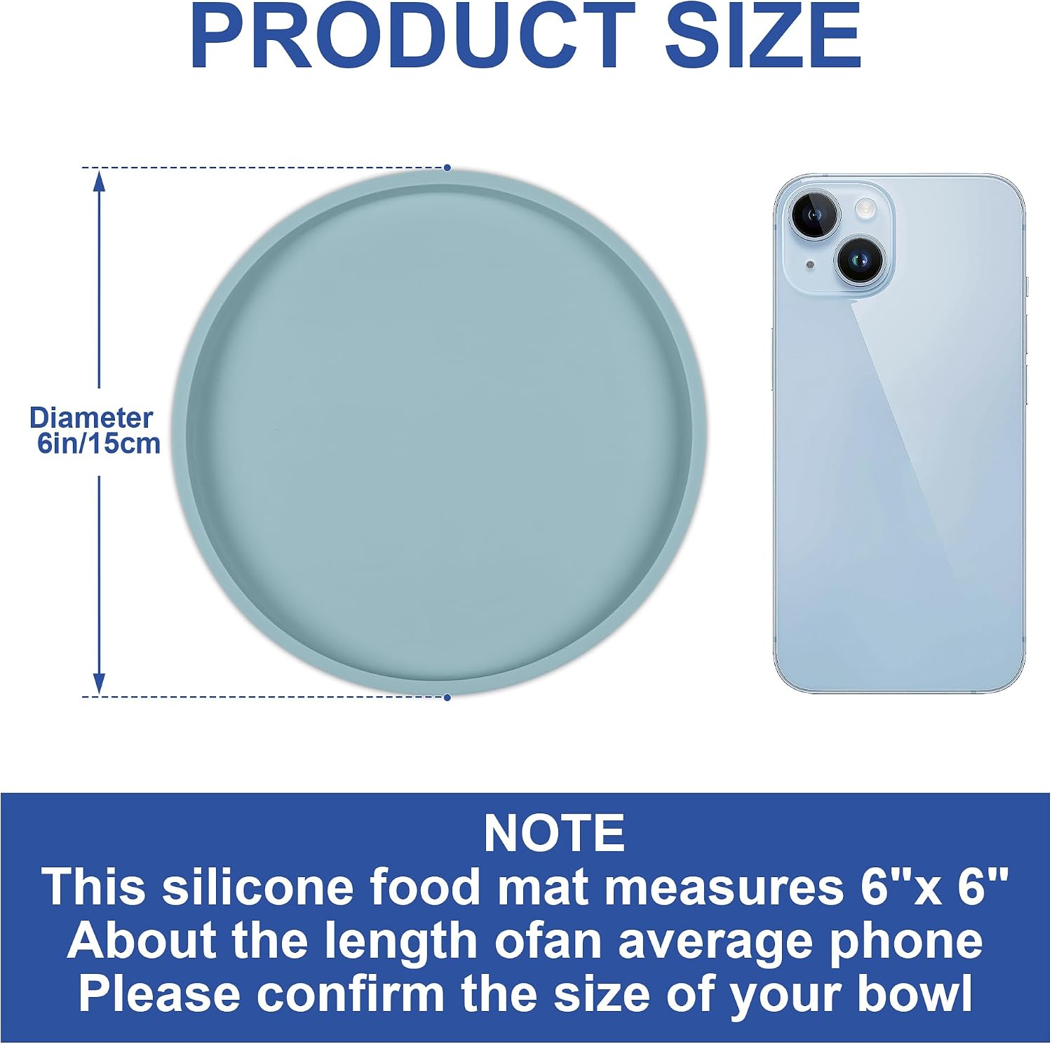 Arespark Pet Silicone Food Mat, 6in x 6in Set of 2 Nonslip Waterproof Feeding Bowl Mat with Raised Edges for Food and Water Prevent Spills, Round Eating Tray for Dog Cat Puppy Kitten (Light Blue) image 5