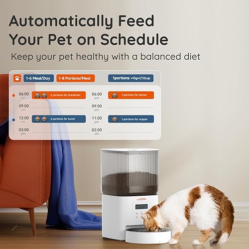 Miniatura 5 de WOPET Comedero automático para gatos, alimentador automático para perros de 4 litros con batería de 180 días, dispensador programable de comida para
