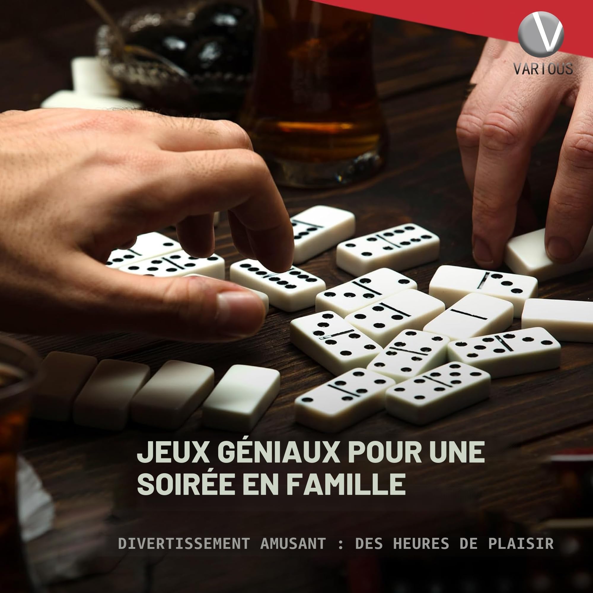Domino Double 28 Pièces en Boîte en Similicuir, Jeu de Plateau Classique pour Enfants et Adultes