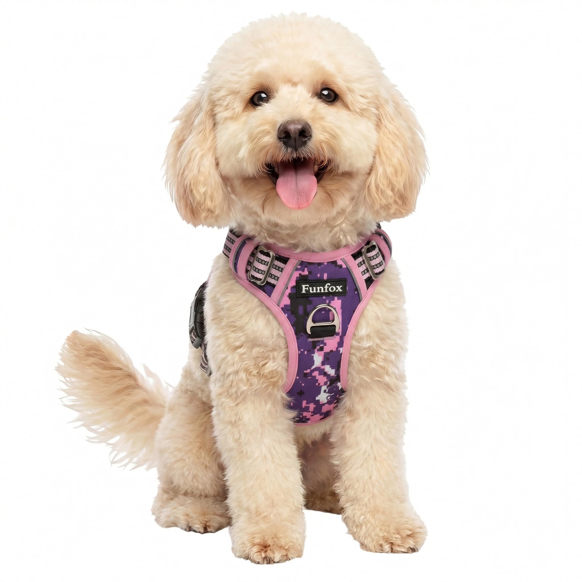 Funfox Hundegeschirr Mittelgroße Hunde, Anti Zug Brustgeschirr Verstellbares Geschirr Hund mit Griff Reflektorstreifen, No Pull Geschirr Hund für Kleine Mittlere Grosse Dog Harness