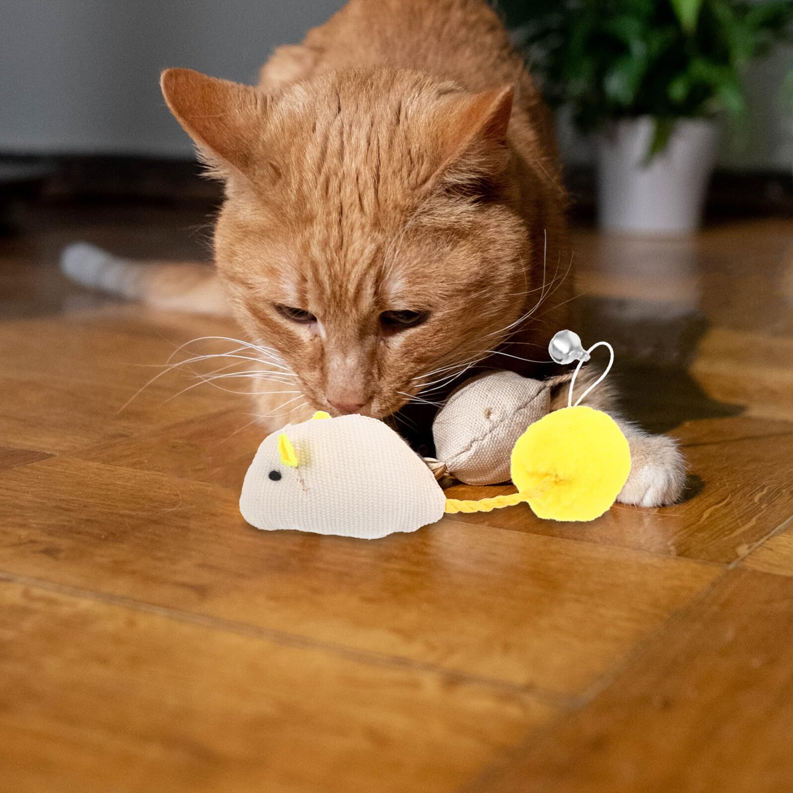 Hohopeti 6Pcs Jouets Souris en Peluche pour Chats avec Clochettes Souris Amusant pour Chat Lot De 6 2 2 2 pour Jeux Et Mastication