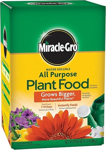 Miracle-Gro Water Soluble All Purpose Plant Food - Fertilizer for All Indoor or Outdoor Plants Including Roses, Flowers, Vegetables, Houseplants, Trees, and Shrubs, 1.5 lbs. (Pack of 6)