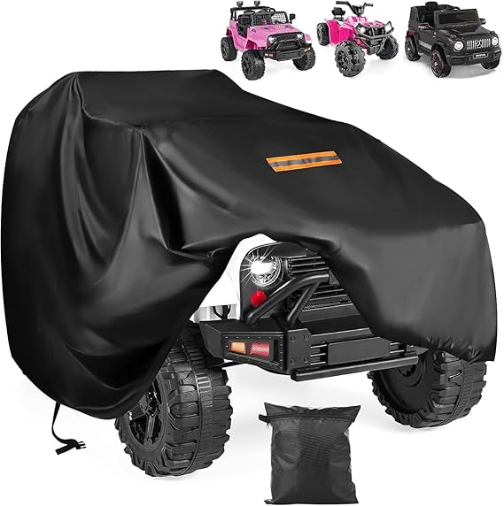 Kids Ride on Toy Car Cover with Reflective Strips,Universal Fit Waterproof Windproof All Weather Protection,Outdoor Cover for Power Wheels Jeep & Toddler Electric Vehicles
