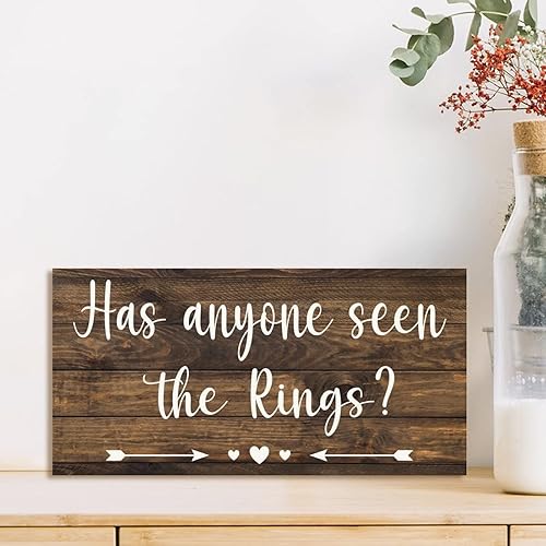 Miniatura 4 de Letrero de boda rústico con texto en inglés Has Anyone Seen The Rings (Has Anyone Seen The Rings) para boda, letrero de boda, letrero de boda,