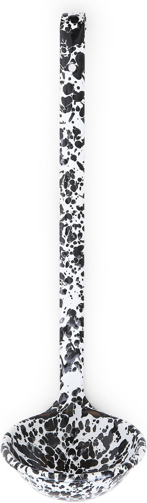 Enamelware 12 Inch Ladle - Black Marble