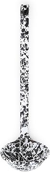 Enamelware Ladle, 12 inch, Black/White Splatter
