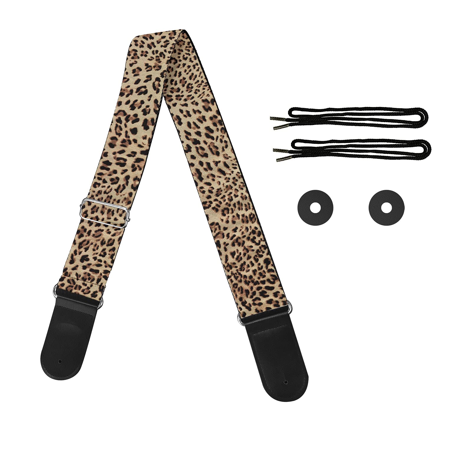 Jeiento Cool Leopard Guitar Straps Acoustic Cool Avoid Sweating with Comfortable Edge Webbing Universal Fit for Guitar, Bass