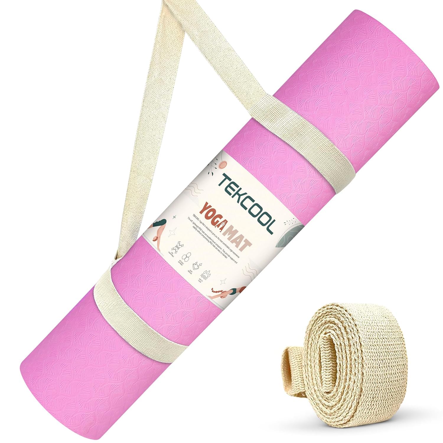 TEKCOOL Ethylene Vinyl Acetate Yoga Mats for Women Yoga Mat for Men Exercise Mat for Home Workout Gym Mat Anti Slip Yoga Mat 4Mm Workout Mat Yoga Mat for Kids Yoga Mate Gym Mats - Pink.-image-34
