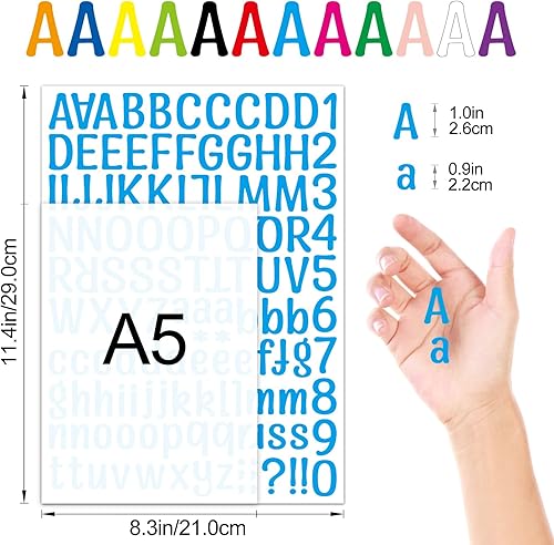 Miniatura 2 de 1512 piezas de 12 hojas de calcomanías de letras  Calcomanías de vinilo con números del alfabeto, calcomanías autoadhesivas para artes y