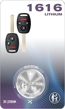 CR1616 1616 Remote Key FOB Battery OEM for 2003-2015 Replacement for Accord Civic CR-V Fit Insight Acura TL TSX ZDX W. FCC ID OUCG8D-380H-A, MLBHLIK-1T, KR55WK49308, N5F-S0084A CWTWB1U545