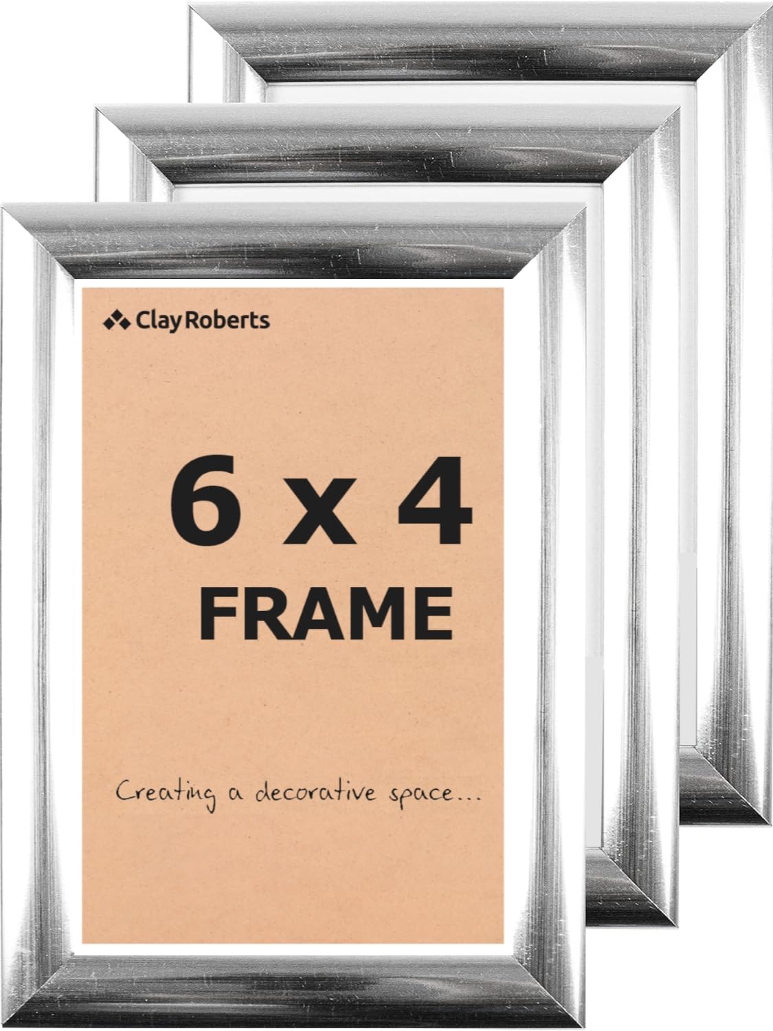 Picture Frame 6 x 4, Silver, Pack of 3, Freestanding and Wall Mountable, 10 x 15 cm, 6x4 Picture Frames, Silver 6x4 Photo Frames, 4x6 Photo Collage Gallery Display