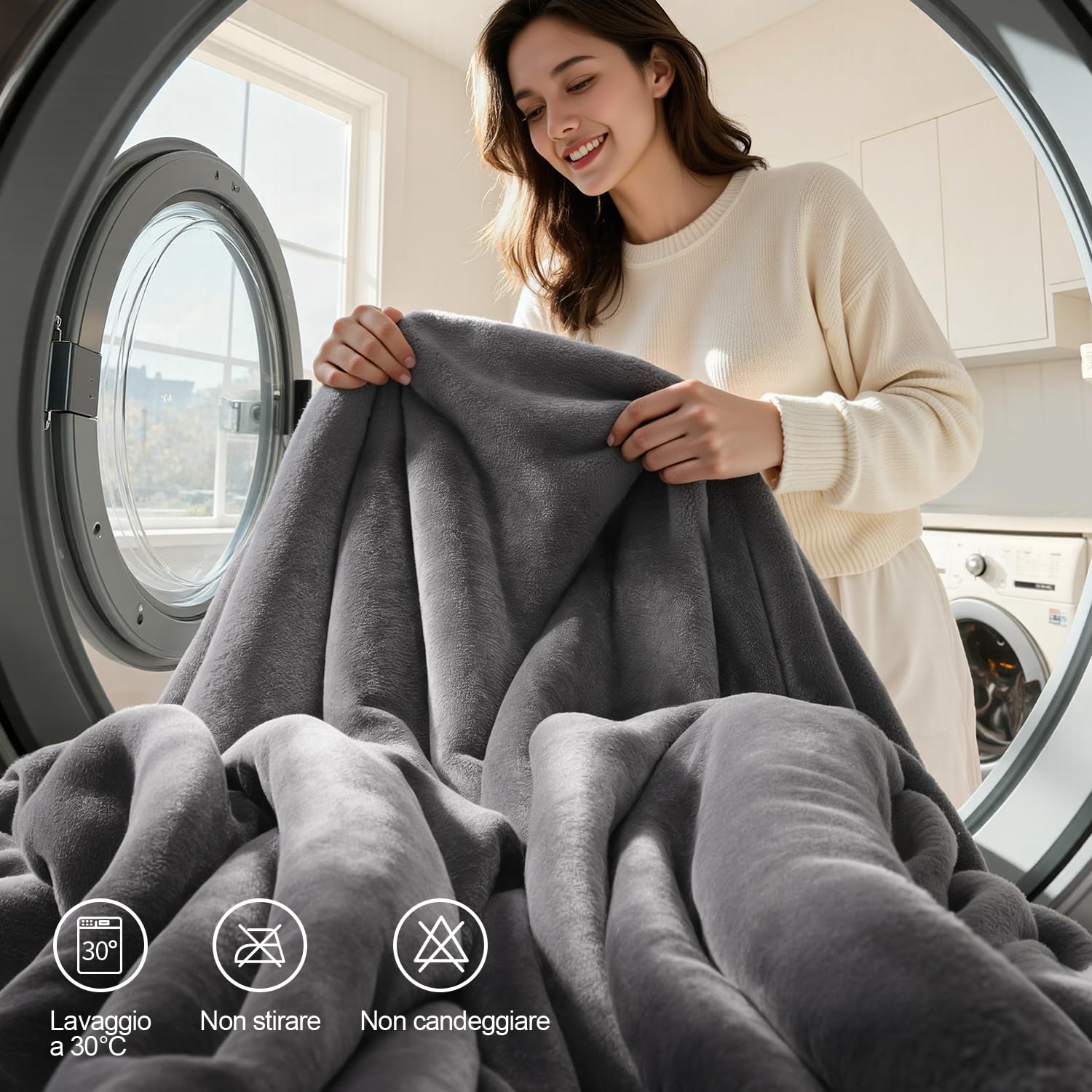 KANKAEU Coperta Pile e Sherpa 220x240 cm, 550 GSM Ultra Morbida e Calda, Coperta Invernale Matrimoniale Reversibile a Doppia Faccia, per Letto e Divano, Lavabile in Macchina, Regalo Perfetto